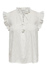 Only Kurz&auml;rmelige Bluse R&uuml;schen Wei&szlig;