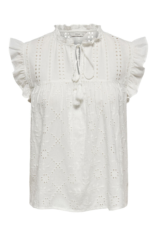 Only Kurz&auml;rmelige Bluse R&uuml;schen Wei&szlig;