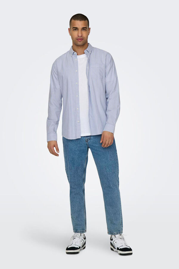 Springfield Camisa manga larga oxford rayas azul claro