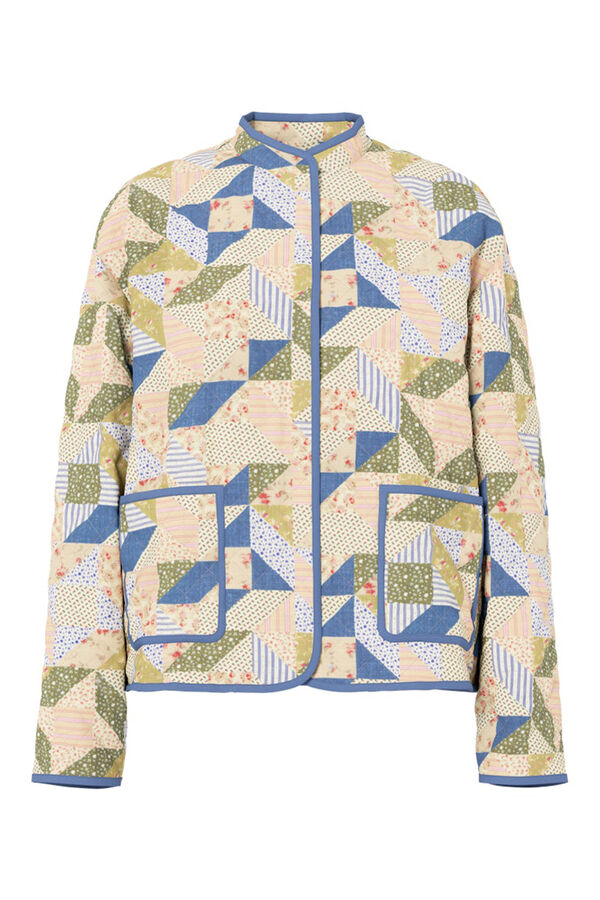 Pieces Chaqueta quilted patchwork gris