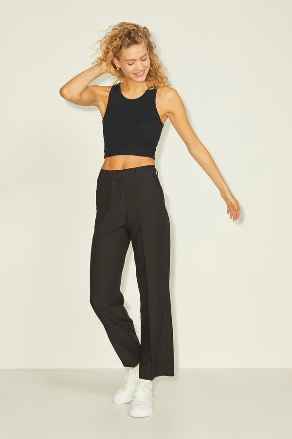 Jack & Jones Top com alças caneladas preto