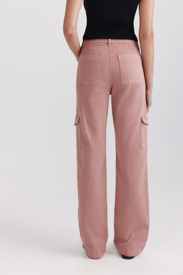 Springfield Cargo straight jeans pink