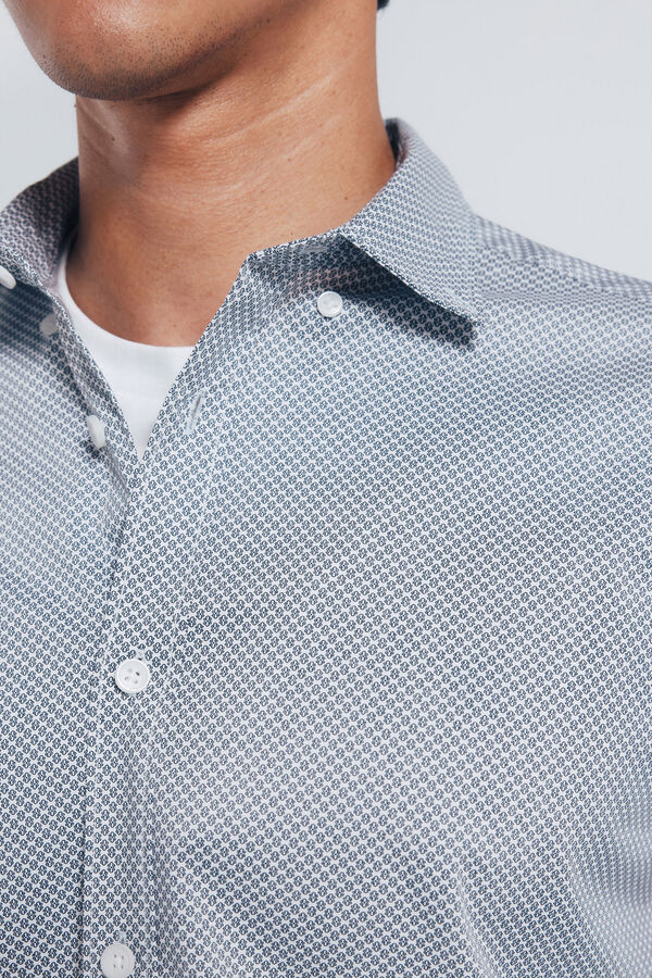 Springfield Camisa popelina micro estampado branco