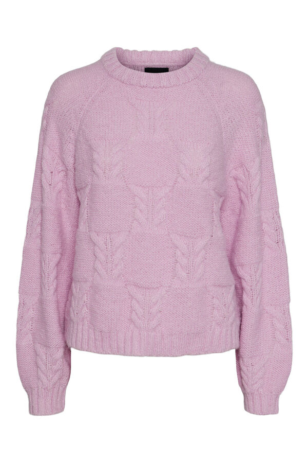 Pieces jersey-knit sweater with structure pink