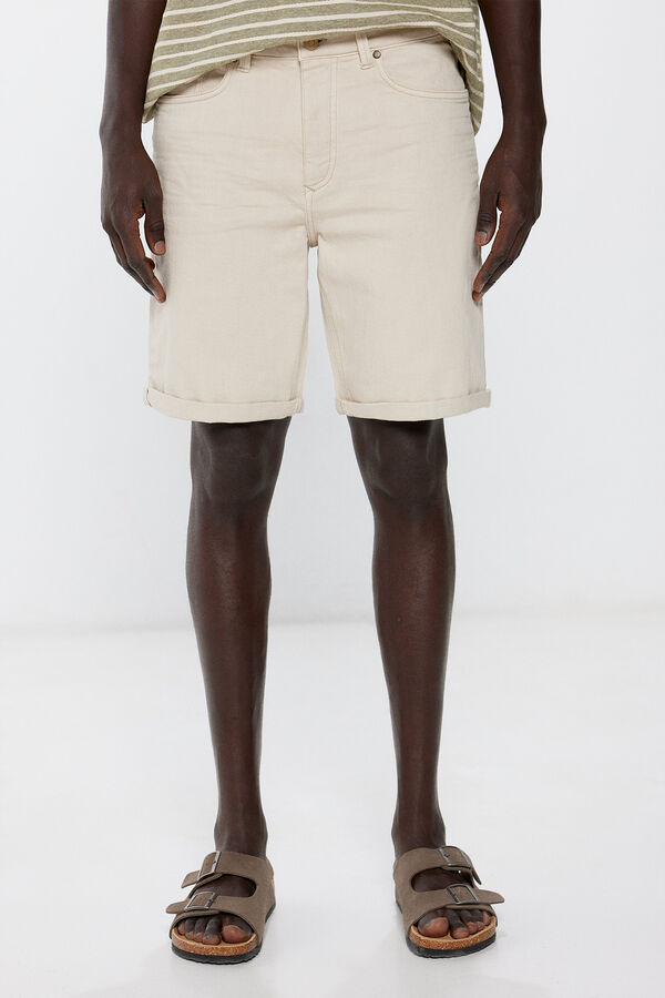 Springfield Slim fit ecru denim Bermuda shorts natural