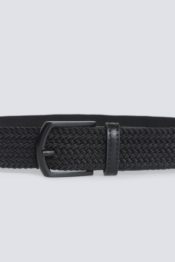 Springfield Cintur&oacute;n trenzado monocolor negro