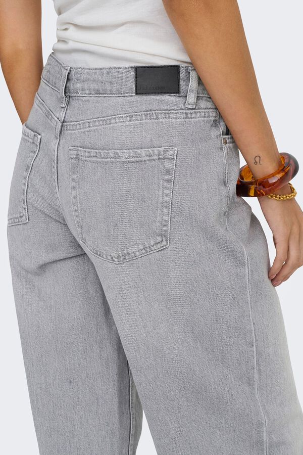 JDY Jeans retos de cintura m&eacute;dia cinzento
