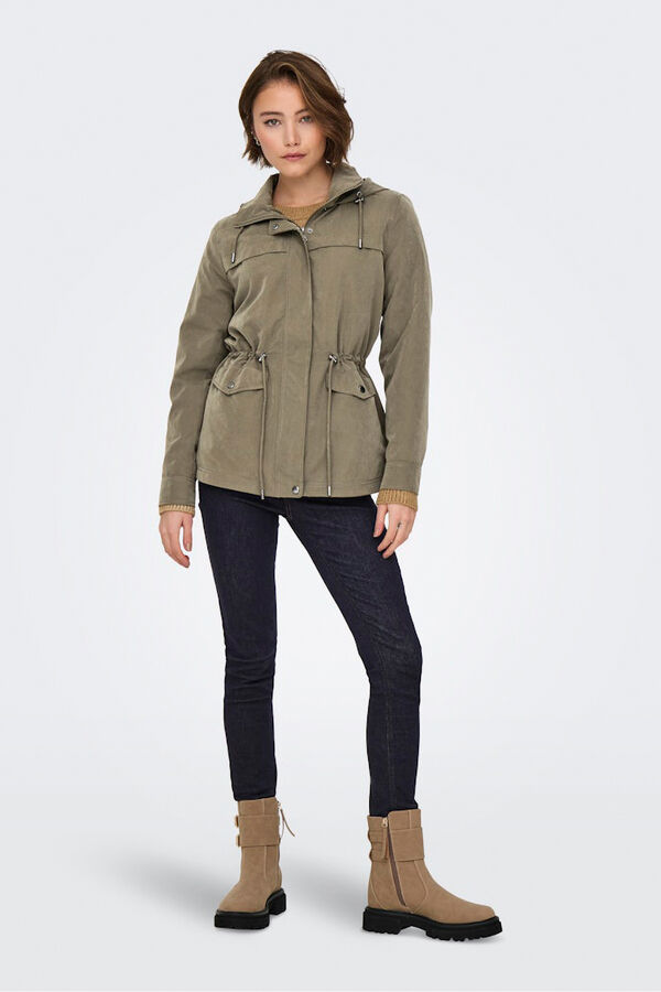 Only Kurzer Parka mit Kapuze Grau