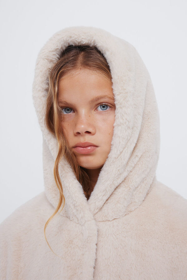 Springfield Kids Devojački krzneni kaput Bež