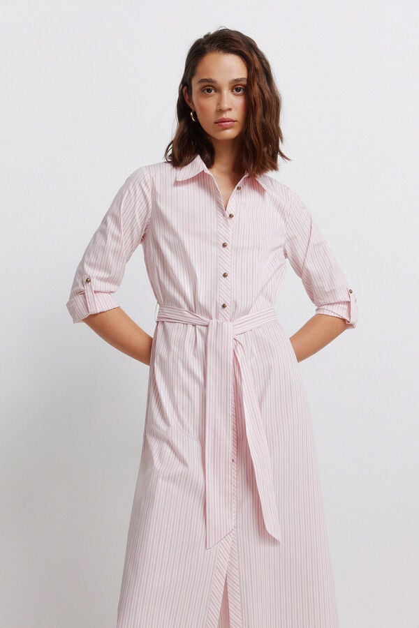 Springfield Shirt midi dress pink