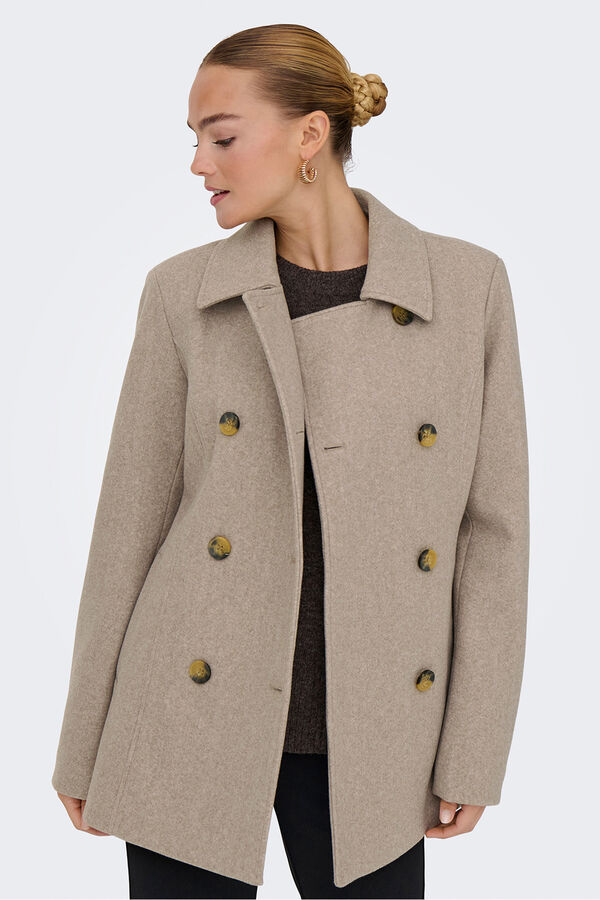 Only Sobretudo curto de pano cinzento