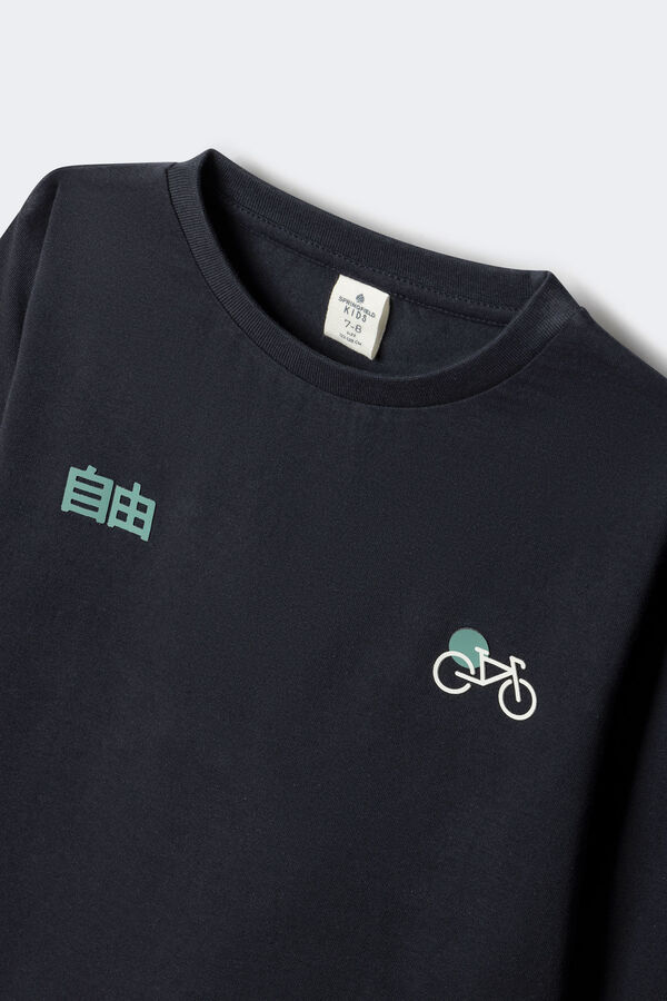 Springfield Kids Camisa de manga comprida de bicicleta japonesa para meninos azul