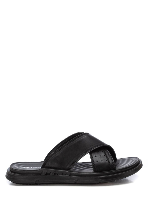 XTI Leather cross-strap sandal black