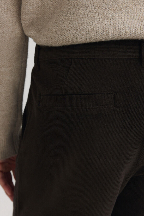 Springfield Pantalon chino en velours c&ocirc;tel&eacute; coupe droite nude