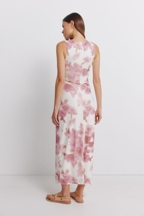 Springfield Mesh ruched dress printed