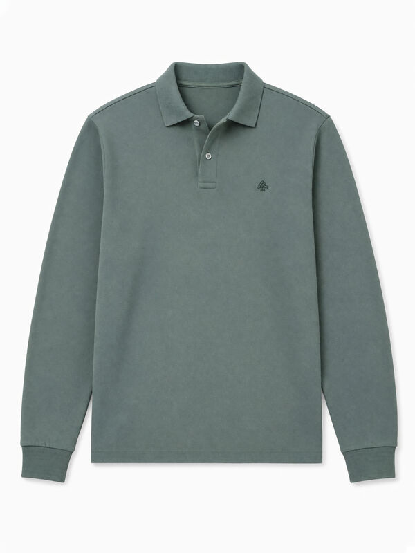 Springfield Polo majica dugih rukava od pikea regular fit Zelena