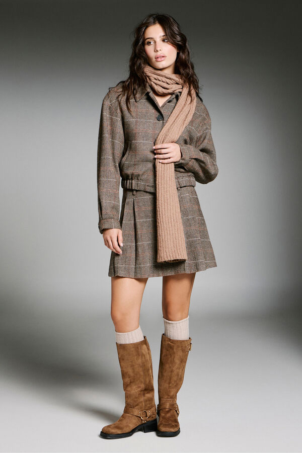 Only Chaqueta de cuadros marr&oacute;n