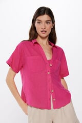 Springfield Camisa com bolsos Camisa de linho de algodão roxo