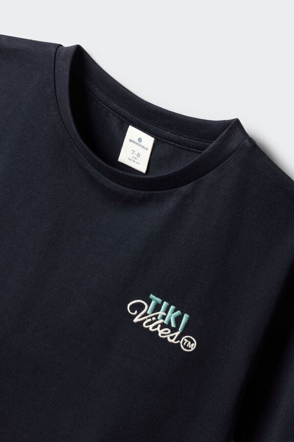 Springfield Kids Dečija majica kratkih rukava sa tiki printom Plava