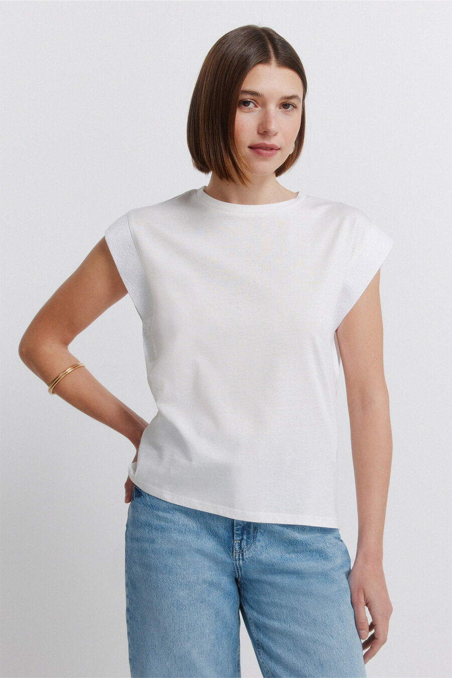 Camiseta manga corta lentejuelas