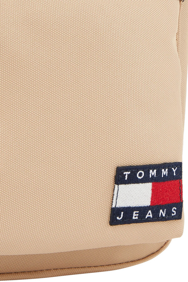 Springfield Mala de tiracolo bege Tommy Jeans com logo castanho