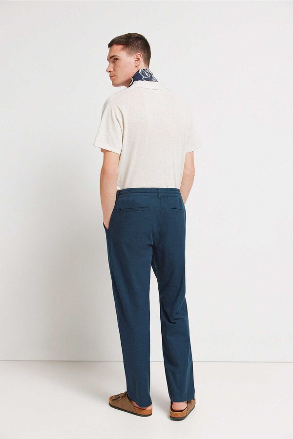 Springfield Lanene chino pantalone udobnog kroja Plava