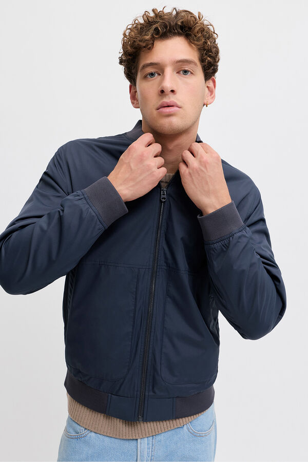 JJ REBEL Plain weave short bomber jacket blue