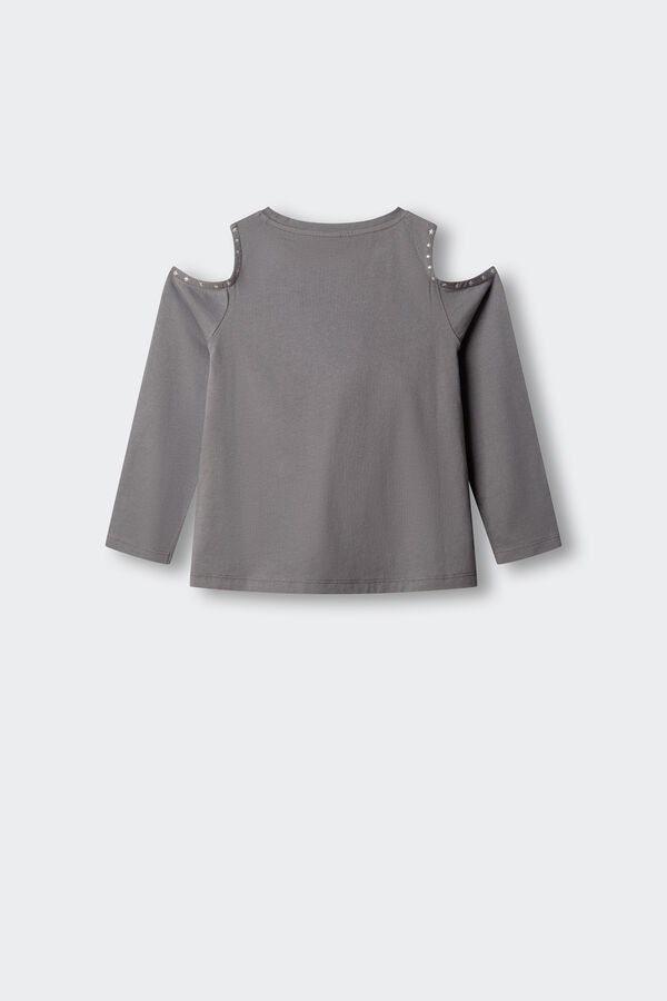 Springfield Kids Camiseta manga larga cut out ni&ntilde;a gris