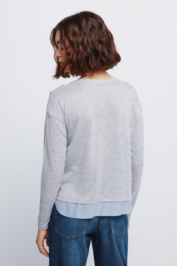 Springfield Combined buttons -shoulder T-shirt grey