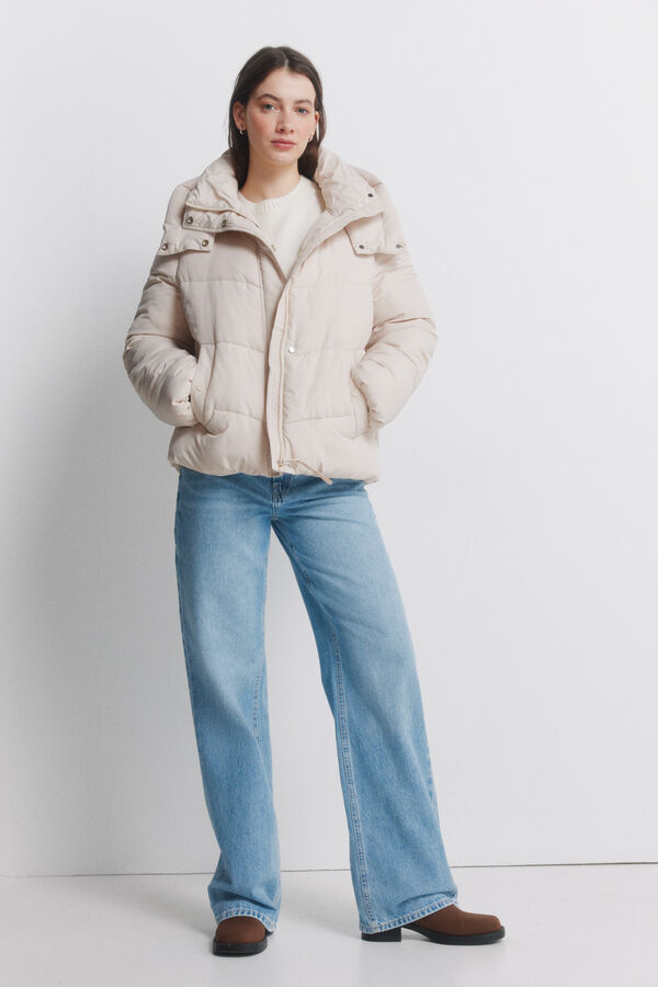 Springfield Puffer jacket with hood brown