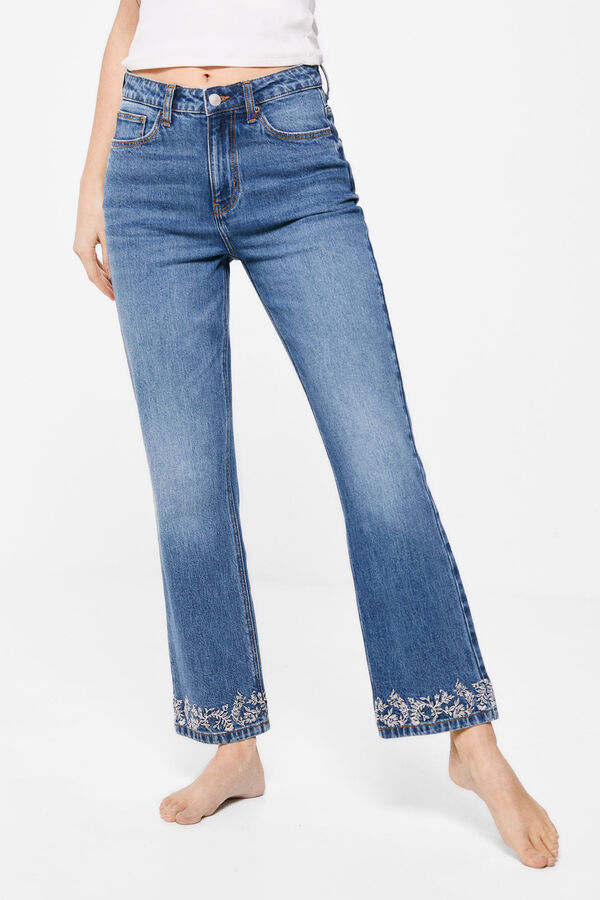 Springfield Jeans Straight Cropped nachhaltiger Waschvorgang blau