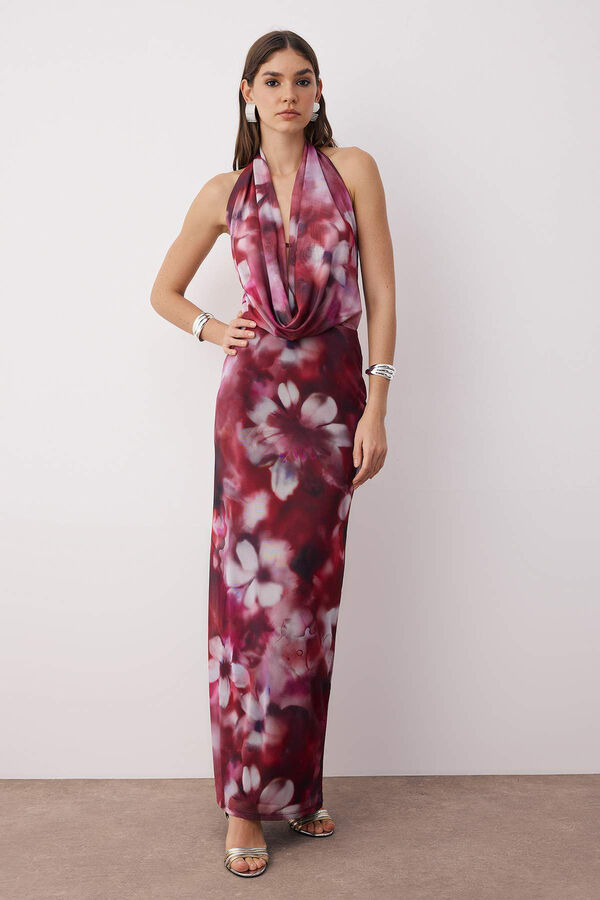 Trendyol Vestido espalda abierta estampado estampado