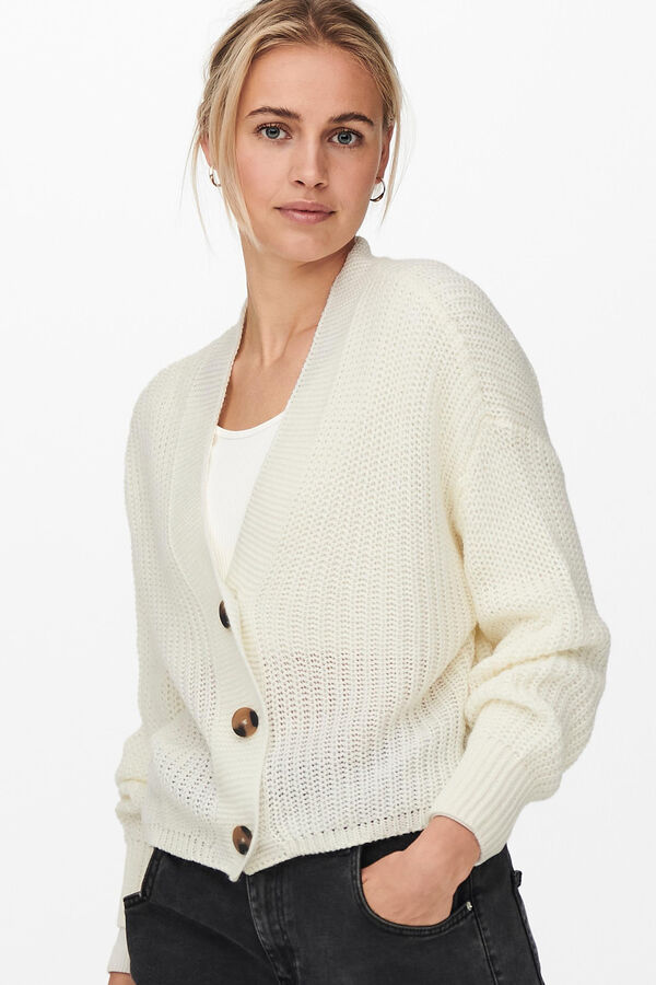 Springfield Short knit cardigan white