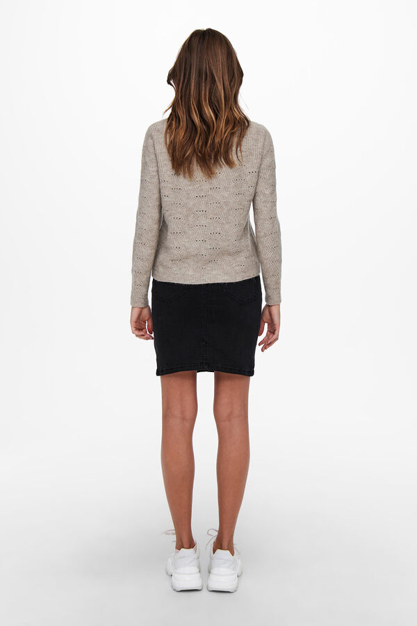Springfield Round neck jumper with ribbed sleeves Siva