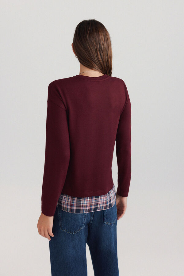 Springfield Long sleeve mixed fabric T-shirt printed