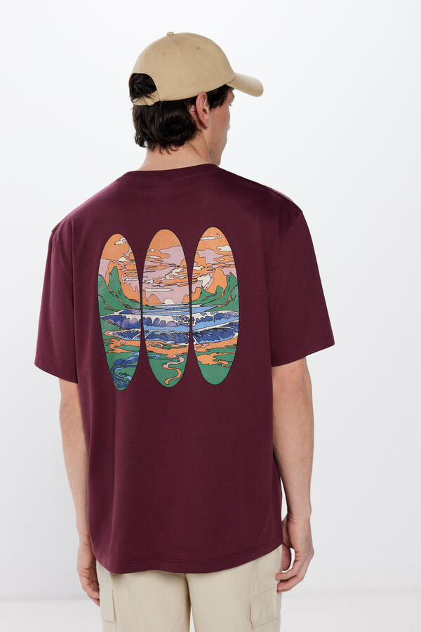 Springfield Camiseta paisaje surfboard granate