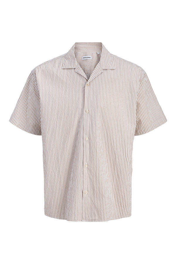 Jack & Jones Camisa resort seersucker beige