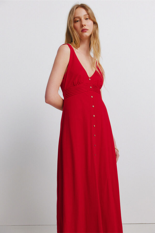 Springfield Robe midi &agrave; bretelles romantique rouge