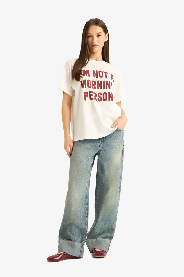 DeFacto Camiseta suave estampada blanco