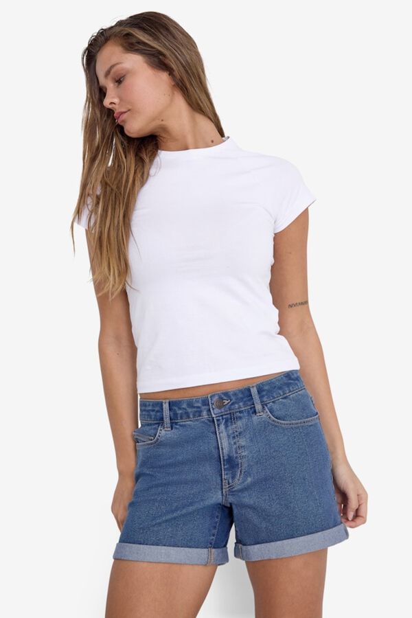 Noisy May Vaquero corto b&aacute;sico con dobladillo azul