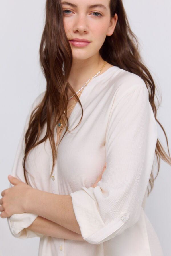 Springfield V-neck blouse beige