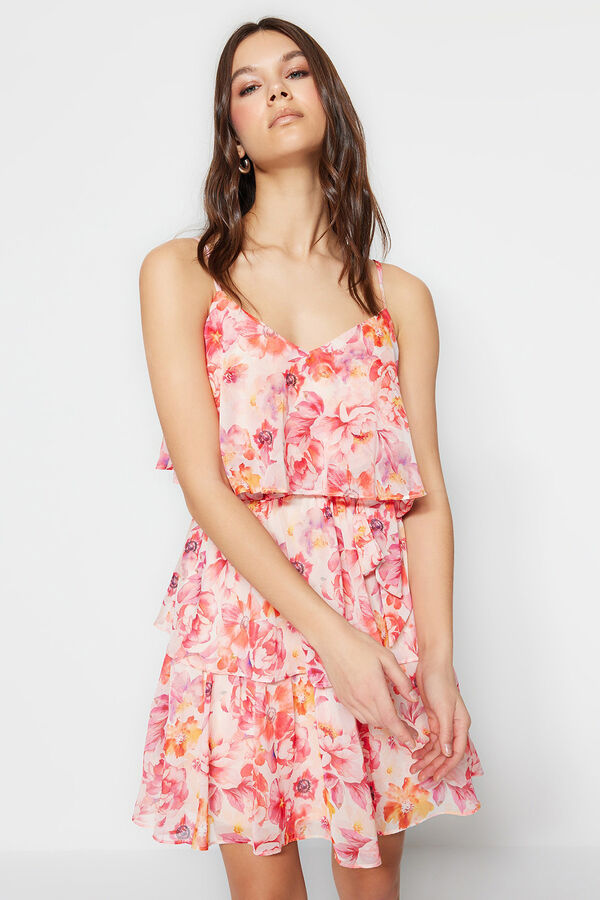 Trendyol Vestido mini volantes rosa