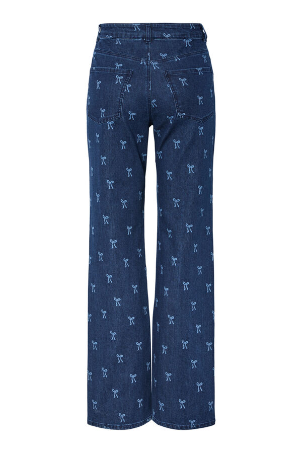 Pieces Relaxed jean with bow or tie print Plava