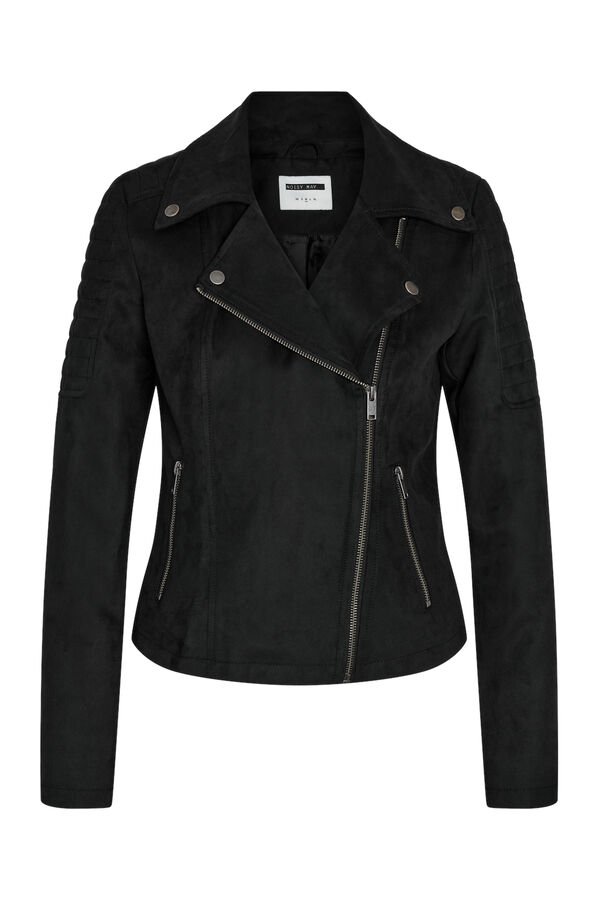 Noisy May suede effect biker jacket. black