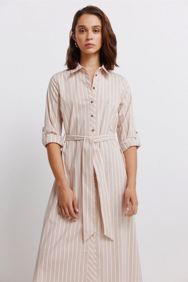 Springfield Shirt midi dress brown