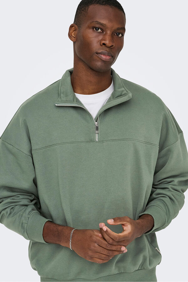 Only & Sons Sudadera con cremallera. verde
