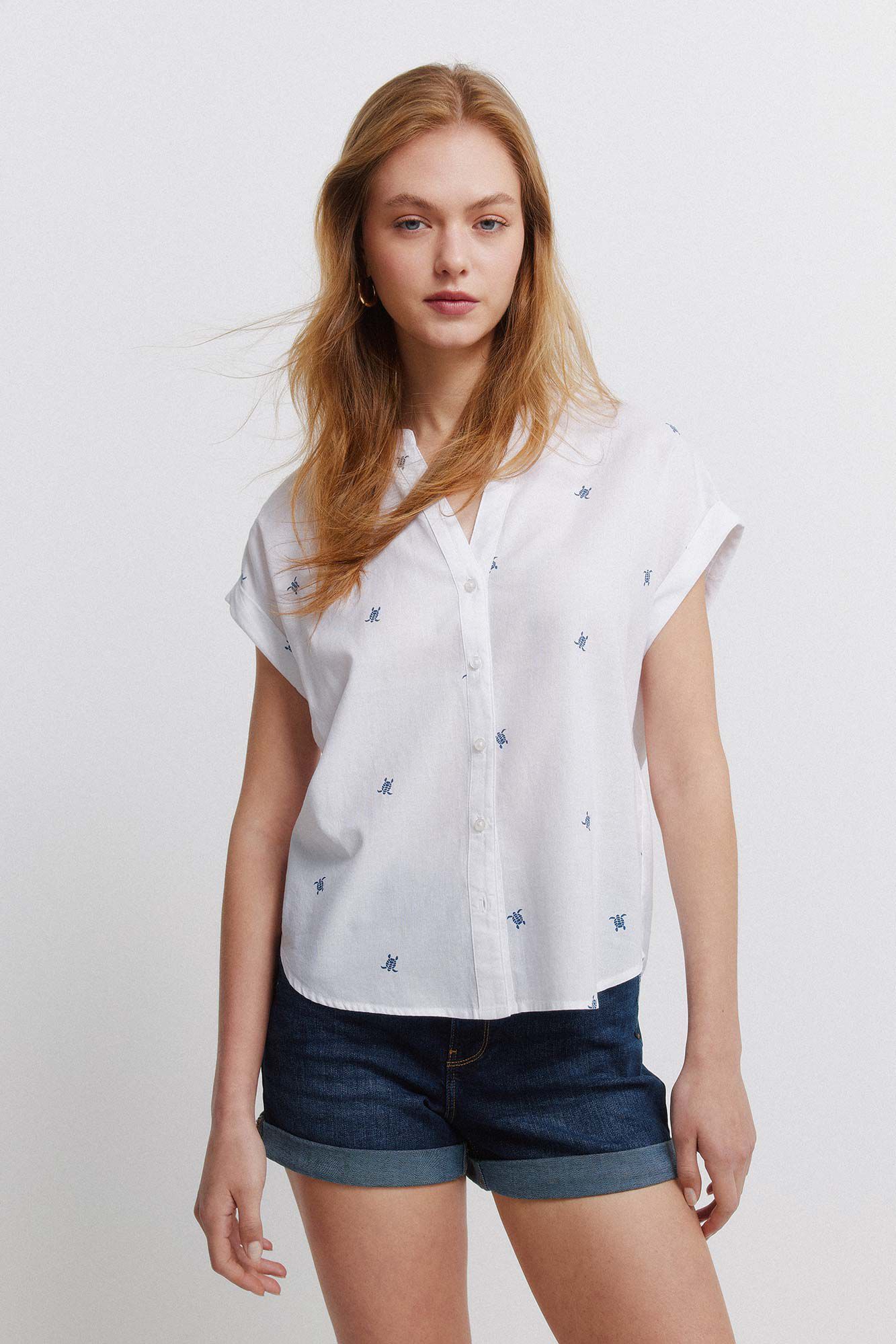 Springfield Camisa de algod&atilde;o gola mao