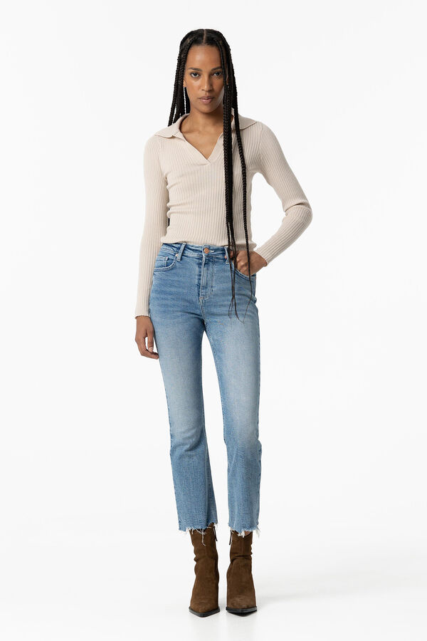 Springfield Megan Cropped Flare High Rise Jeans blue mix