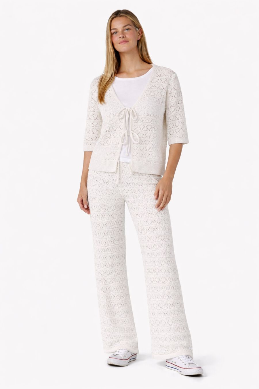 Pantalón largo de punto pointelle