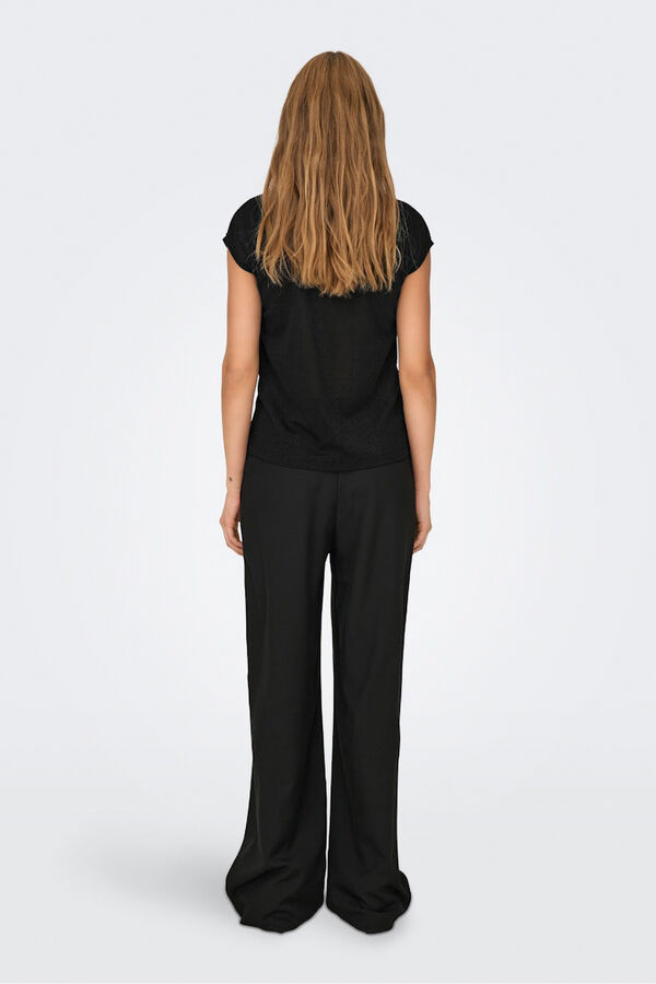 Only Camiseta manga corta de lurex negro
